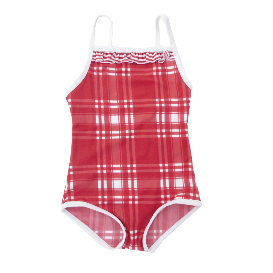 Girls one piece in Red Plaid - The Bathers Company