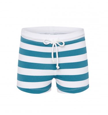 swimming shorts in teal stripe